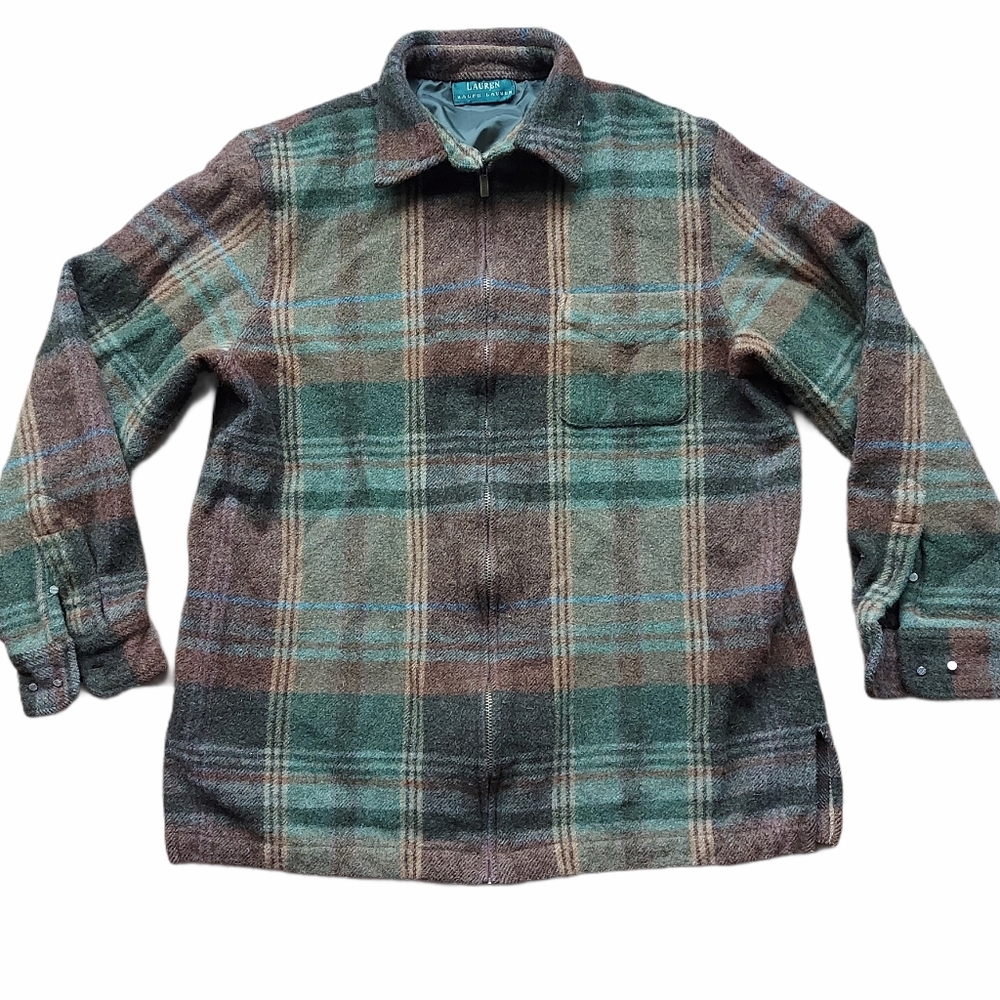 Lauren Ralph Lauren plaid wool jacket Size Small Green Brown